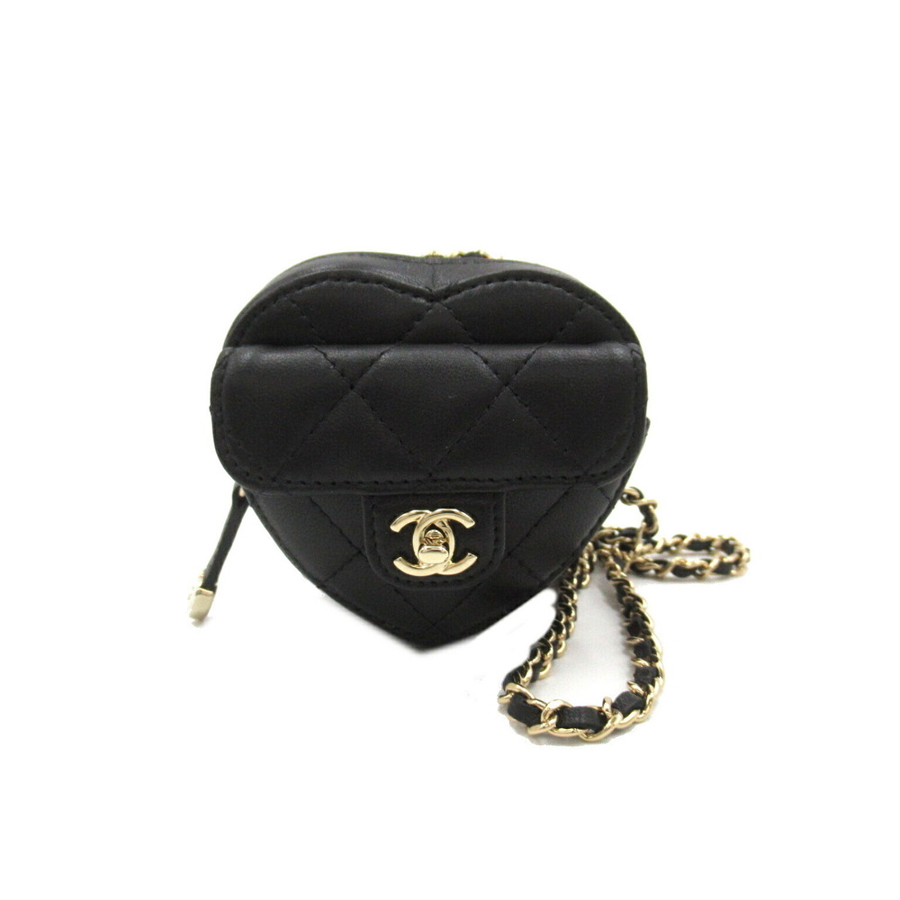 Chanel Mini Heart Shoulder Bag Lambskin Black